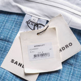 Sandro Women's Blue Wide Leg Tweed Trousers Size 42 FR 14 UK 10 US SFPPA01377