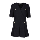 Maje Schwarzes, kurzes Damenkleid aus einer Tweed-Mischung ( Wolle ), Größe 38 (FR), 10 (UK), 6 (US), Artikelnummer MFPRO02571