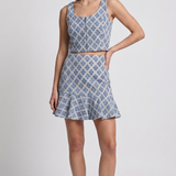Sandro Paris Women's Blue Cotton Top And Skirt Set Size 36 S 8 SFPTO00526