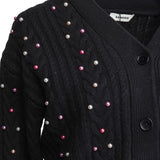 Sandro Women's Black Beaded Wool Cardigan Size 40 FR 12 UK 8 US SFPCA00671