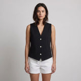 Sandro Women's Black Rhinestones V-Neck Vest Size 36FR 8UK 4US SFPVE00811