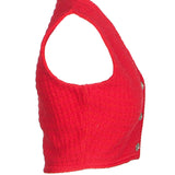 Sandro Women's Red Knit Wool Blend Cropped Vest Size 0 XS 6 SFPPU01769
