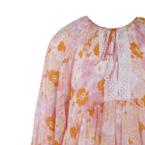 Maje Rosa Kurzarmkleid aus Seidenmischung mit Blumenmuster für Damen, Größe 38, FR 10, UK 6, US MFPRO02510
