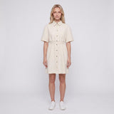 Sandro Women's Beige Button Up Short Dress Size 42 FR 14 UK 10 US SFPRO03597