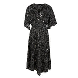 Maje Schwarzes Midi-Kleid für Damen mit V-Ausschnitt und Pailletten, Größe 36 (FR), 8 (UK), 4 (US), Artikelnummer MFPRO01578