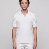 Sandro Paris Men's Ecru Knit Short Sleeve Polo Shirt Size XL SHPTR00259