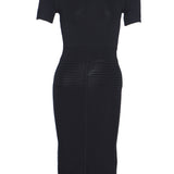 Maje Women's Black Knitted Viscose Short Sleeve Fit & Flare Dress Size 1 S UK 8