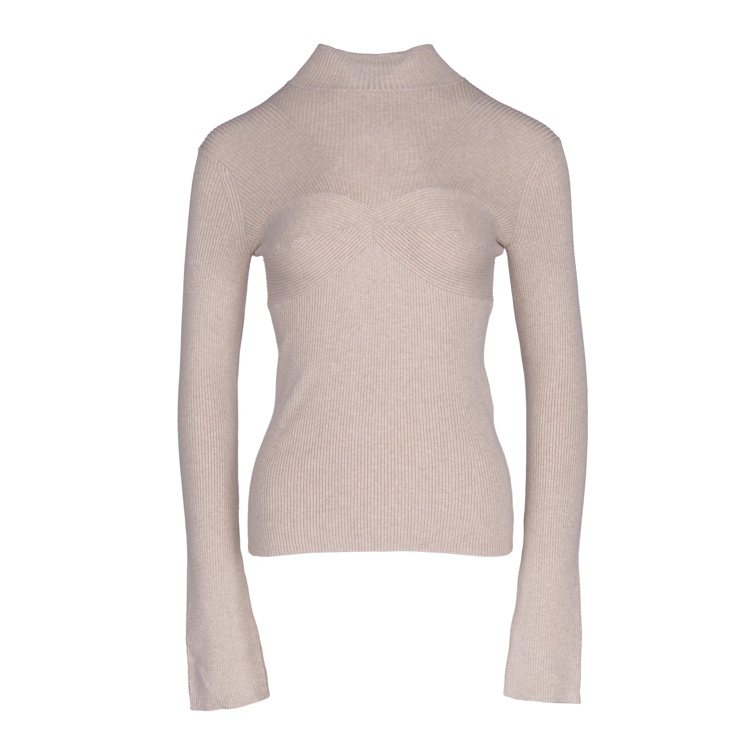 Maje Women's Beige High Neck Wool Blend Sweater Size 36 FR 8 UK 4 US MFPPU00520