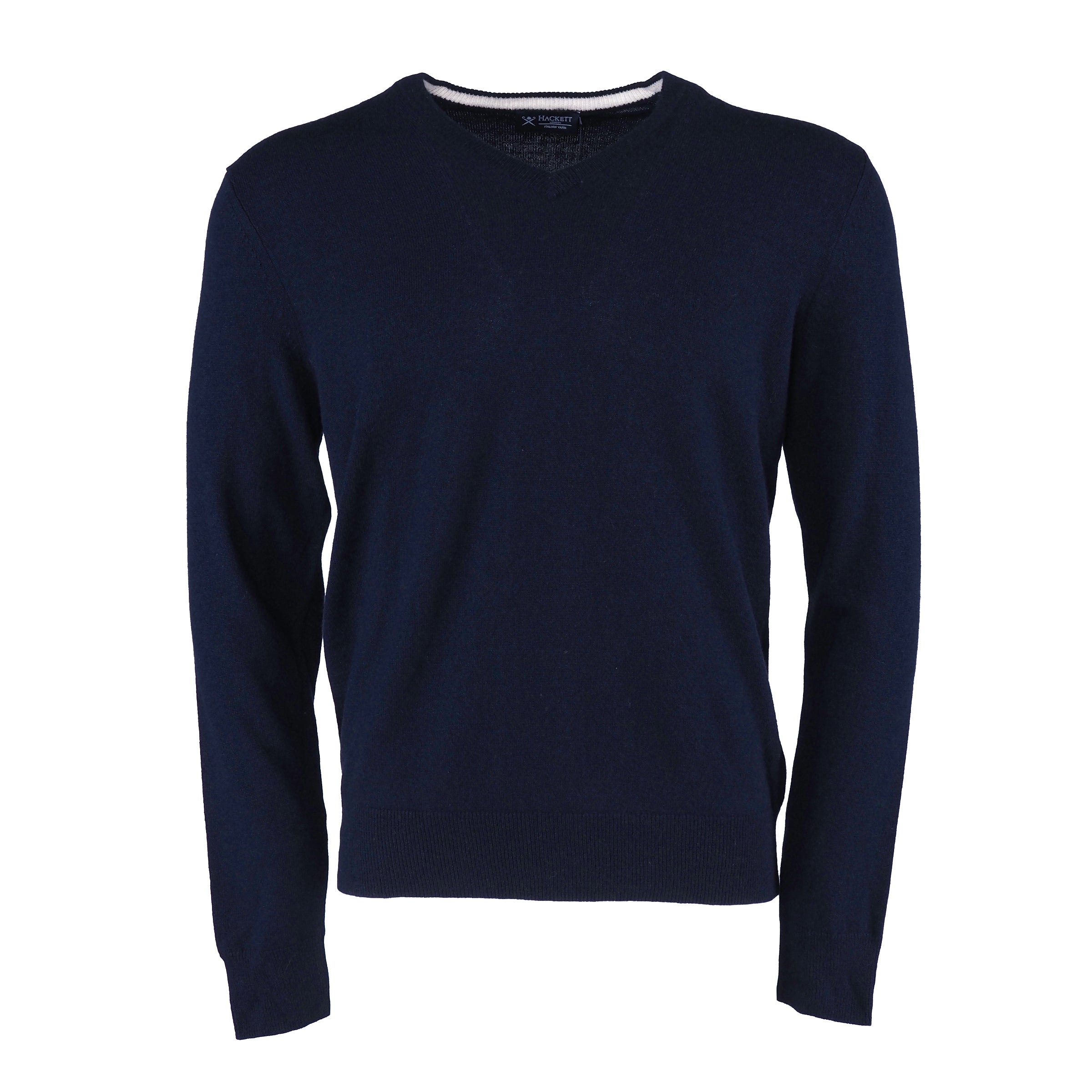 Hackett London Top Sweater V-Neck Wool Cashmere Knit Blue Size M HM702699