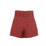 Sandro Pari's Women's Wine Belted Linen Blend Shorts Size 34 FR 6 UK  SFPSH00013