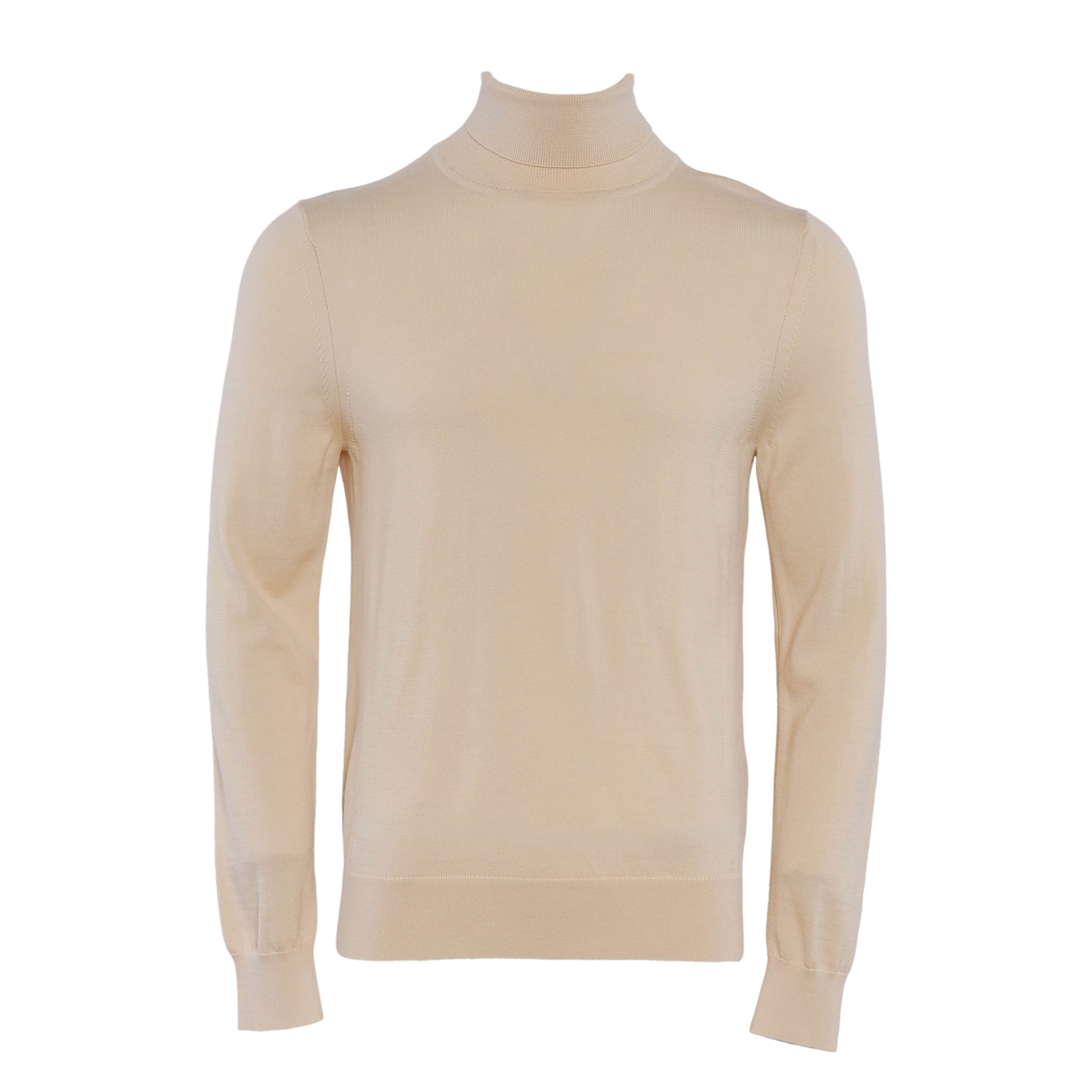 Sandro Paris Men's Beige Knitted Roll Neck Wool Sweater Size L SHPTR00082