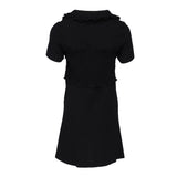 Sandro Damenkleid, schwarz, mit V-Ausschnitt und Smok-Details, kurz, Größe 34 FR, 4 UK, 2 US, SFPRO02481