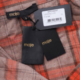 Maje Damen-Bluse, orange kariert, aus einer Mischung aus Seide  Bluse Hemdbluse  , Größe 40 (FR), 12 (UK), 8 (US), MFPCM00357