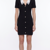 Maje Women's Black Knit Embroidered Short Dress Size 38 FR 10 UK 6 US MFPRO01974