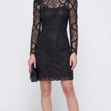 Sandro Women's Black Lace Puff Sleeve Short Dress Size 34 FR 6 UK 2 US R20234H