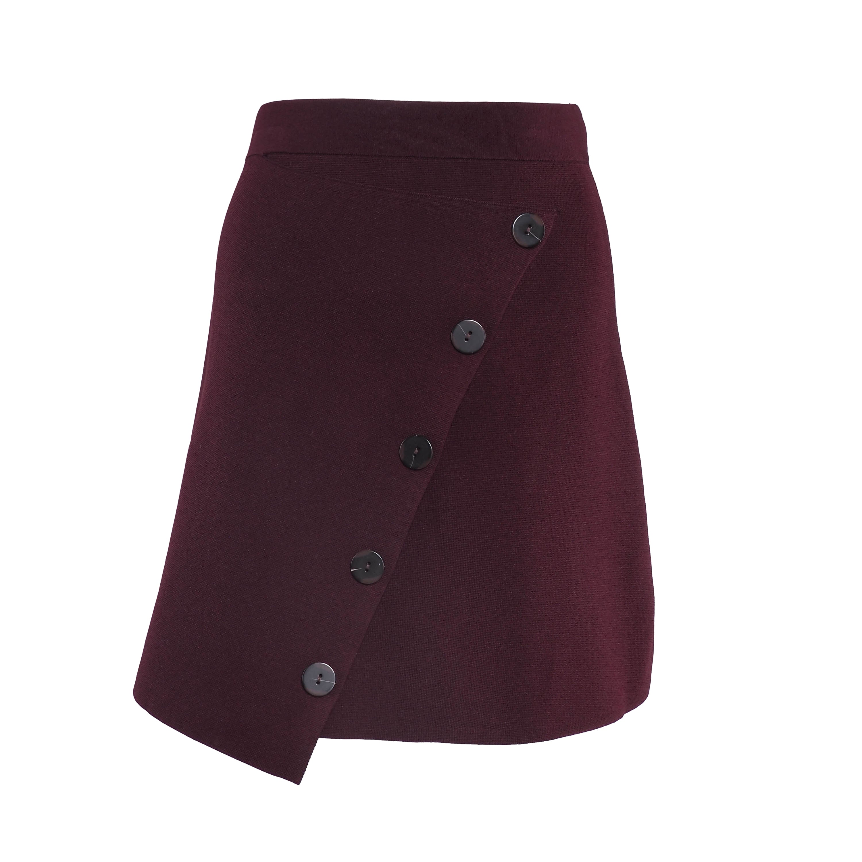 Sandro Paris Women's Burgundy Knit Button Short Skirt Size 0 XS UK 6 J2895H