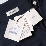 Sandro Men's Navy Knitted Zip Short Sleeve Polo Shirt Size XS SHPTR00344