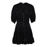 Sandro Women's Black V-Neck Satin Short Dress Size 36 FR 8 UK 4 US SFPRO02553