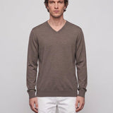 Hackett London Brown V-Neck 100% Merino Wool Sweater Size L HM702636