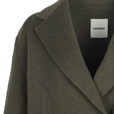 Sandro Women's Khaki Wool Blend Oversized Coat Size 38 FR 10 UK 6 US SFPOU00495