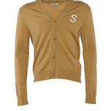 Sandro Herren-Strickjacke in Camel mit „S“-Aufnäher, 100 % Wolle, Größe , M, SHPTR00386