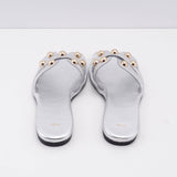 Maje Women's Silver Slip-On Flat Leather Sandals Size 36 EU 3 UK 6 US MFACH00660
