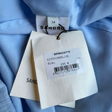 Sandro Paris Women's Blue V-Neck Linen Short Dress Size 34 FR 6UK 2US SFPRO02775