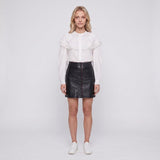 Sandro Paris Women's Black Sheepskin Short Skirt Size 38 FR 10 UK 6 US J4294E