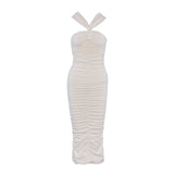 Sandro Damen-Midi-Kleid in Ecru mit „ Strick “-Rüschen, Größe 34 FR, 6 UK, 2 US, SFPRO03028