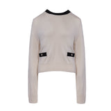 Sandro Women's Ecru Knit Cashmere Blend Sweater Size 40 FR 12 UK 8 US SFPPU01798