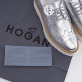Hogan Women's Silver H355 N.Fondo Urban Derby Shoes Size 37.5 EU 4.5 UK 7.5 US