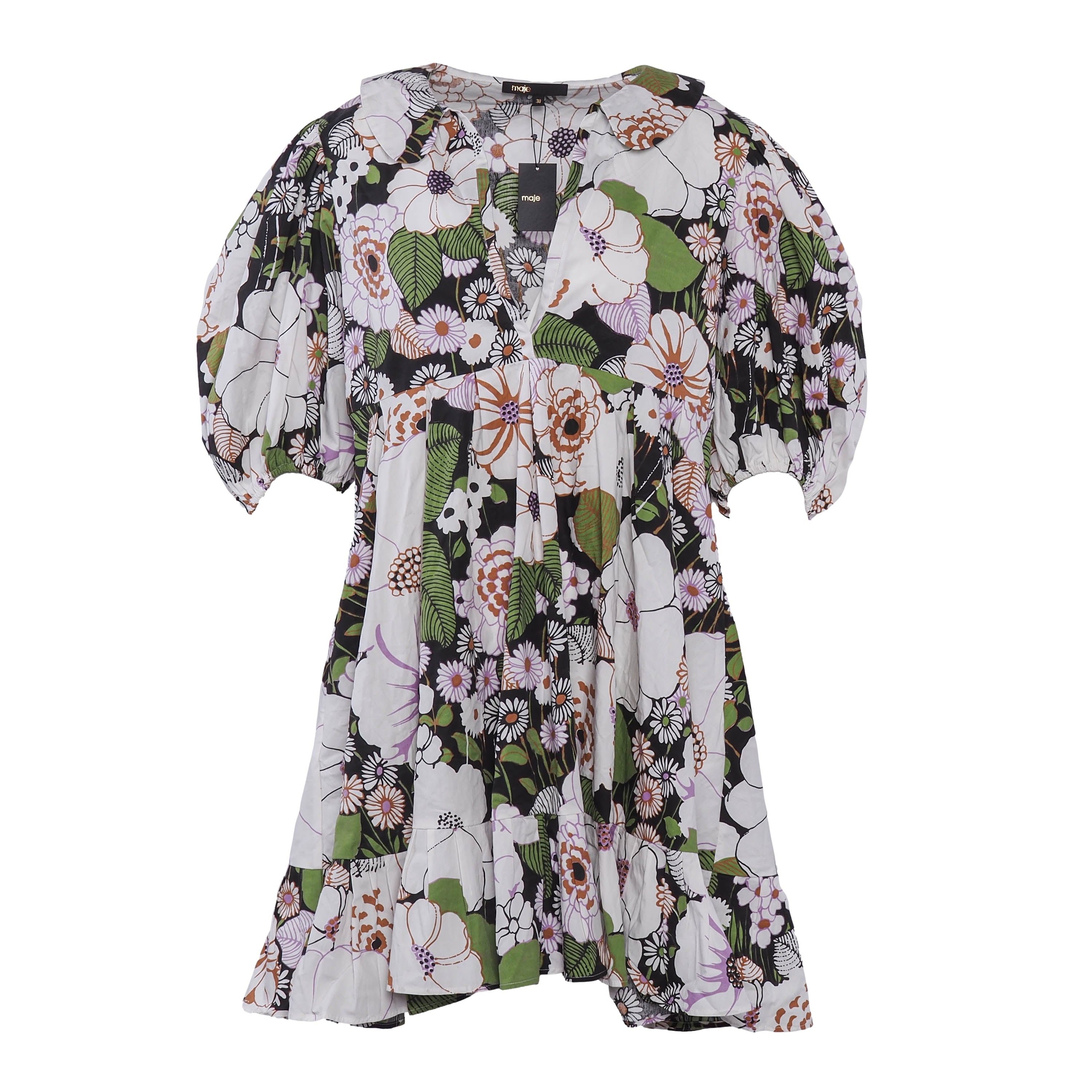 Maje Women's Multicolor Floral Short Dress Size 38 FR 10 UK 6 US MFPRO02291