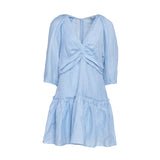 Sandro Paris Women's Blue V-Neck Linen Short Dress Size 34 FR 6UK 2US SFPRO02775