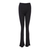 Sandro Women's Brown Ribbed Knit Flared Trousers Size 34 FR 6 UK 2 US SFPPA00995