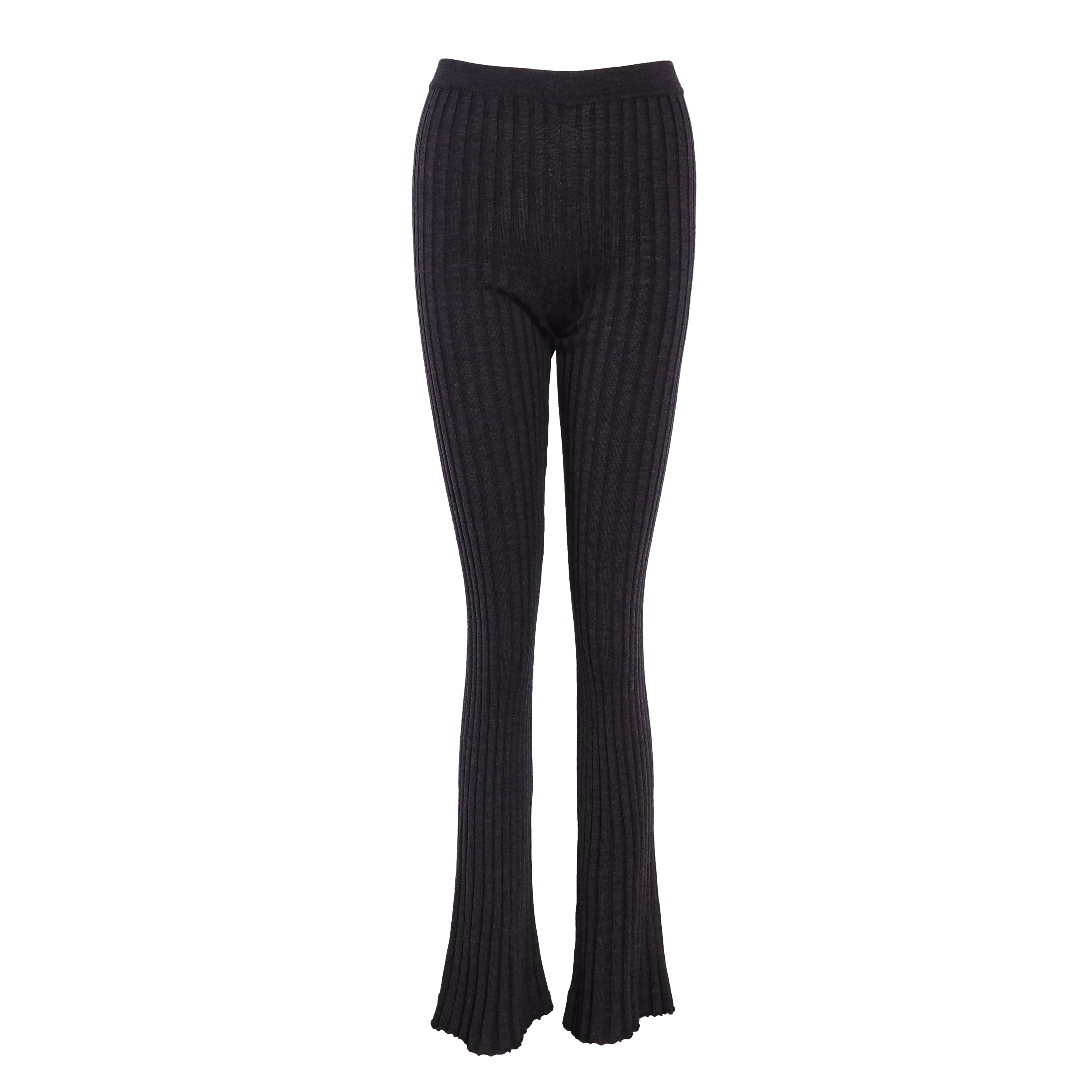 Sandro Women's Brown Ribbed Knit Flared Trousers Size 34 FR 6 UK 2 US SFPPA00995