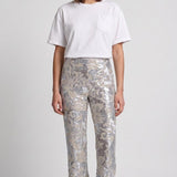 Maje Women's Silver Velvet Sequins Trousers Size 40FR 12UK 8US MFPPA00454
