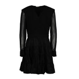 Sandro Damen-Kurzkleid aus zwei Stoffarten, schwarz, Größe 36 FR, 8 UK, 4 US, SFPRO02680