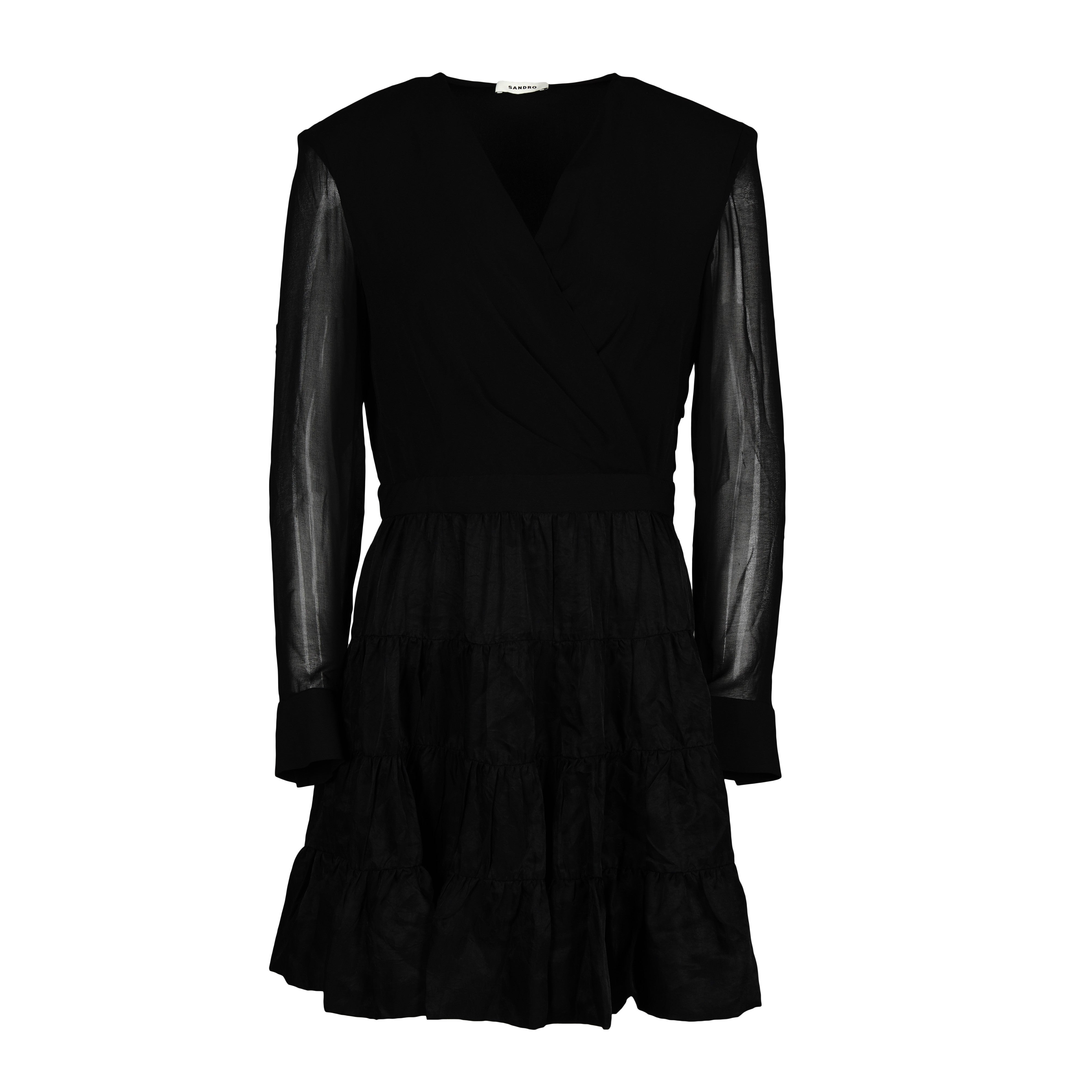 Sandro Women's Black Dual Fabric Short Dress Size 36 FR 8 UK 4 US SFPRO02680
