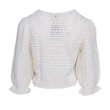 Maje Women's White Knit Flower Broach Cropped Top Size 40FR 12UK 8 US MFPPU00501
