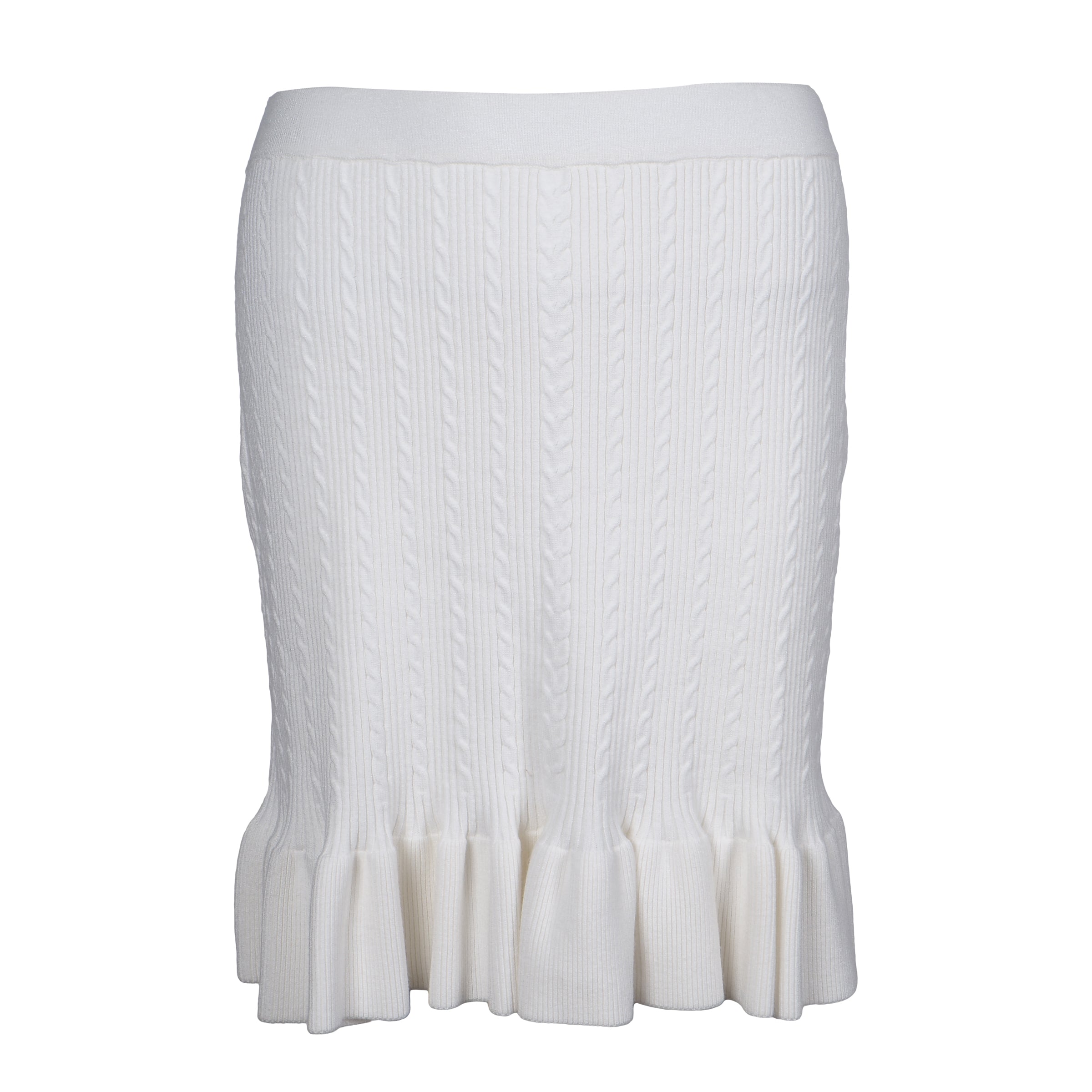 Sandro Paris Women's Ecru Knit Ruffle Skirt Size 38 FR 10 UK 6 US SFPJU00595