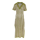 Sandro Paris Langes Damenkleid aus grünem, locker gestricktem Baumwollstoff, Größe 36 S, Artikelnummer SFPRO03066