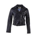 Maje Women's Black Cow Leather Biker Jacket Size 36 S 8 E18BASSUNG