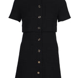 Sandro Paris Women's Black Peter Pan Collar Tweed Dress Size 38 M 10 SFPRO01916