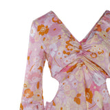 Maje Women's Pink Satin Floral Short Dress Size 38 FR 10 UK 6 US MFPRO02361