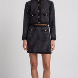 Sandro Women's Black Tweed Cardigan And Skirt Set Size 36FR 8UK 4US SFPCA00894