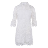 Sandro Paris Women's Ecru Short Lace Shirt Dress Size 38 FR 10 UK 6 US R20525E