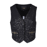 Maje Women's Black Sequins Wool Blend Tweed Vest Size 38FR 10UK 6US MFPVE00427
