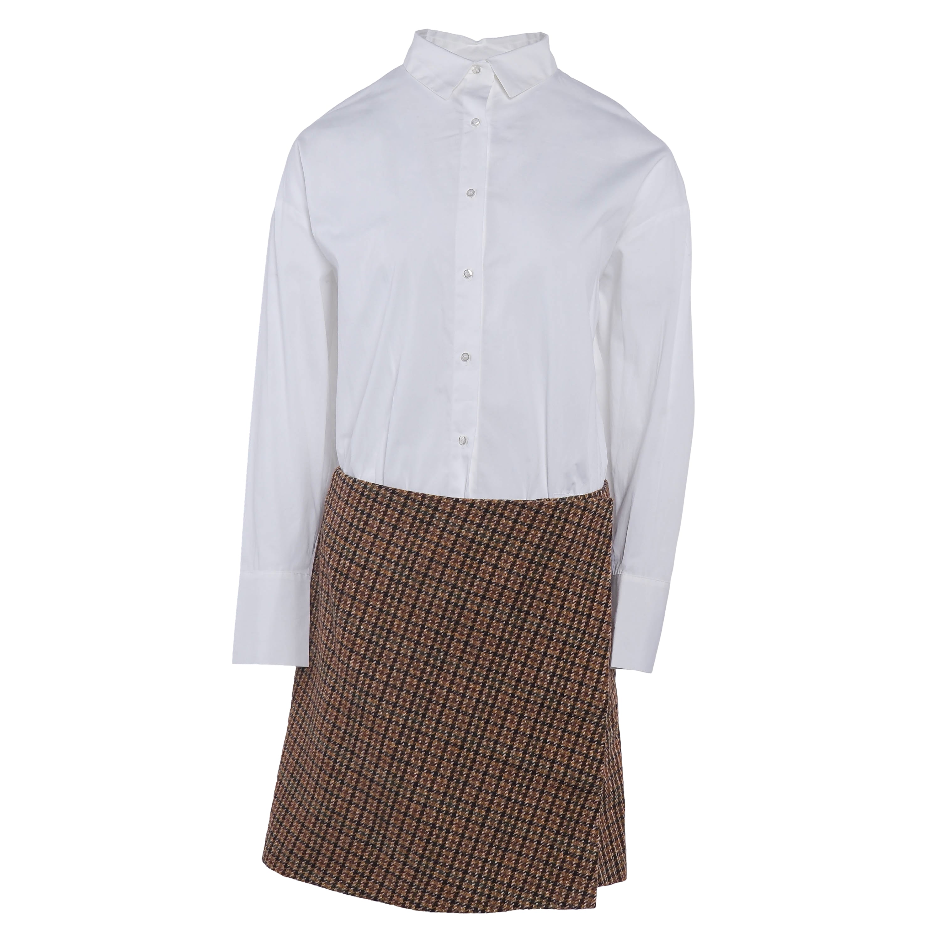 Maje Women's White Long Sleeve Short Shirt Dress Size 40 FR 12 UK 8US MFPRO01477