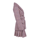 Maje Women's Bordeaux Check Jacket and Skirt Set Size 38 M UK 10