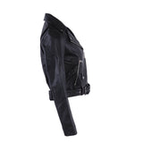 Maje Women's Black Cow Leather Biker Jacket Size 36 S 8 E18BASSUNG